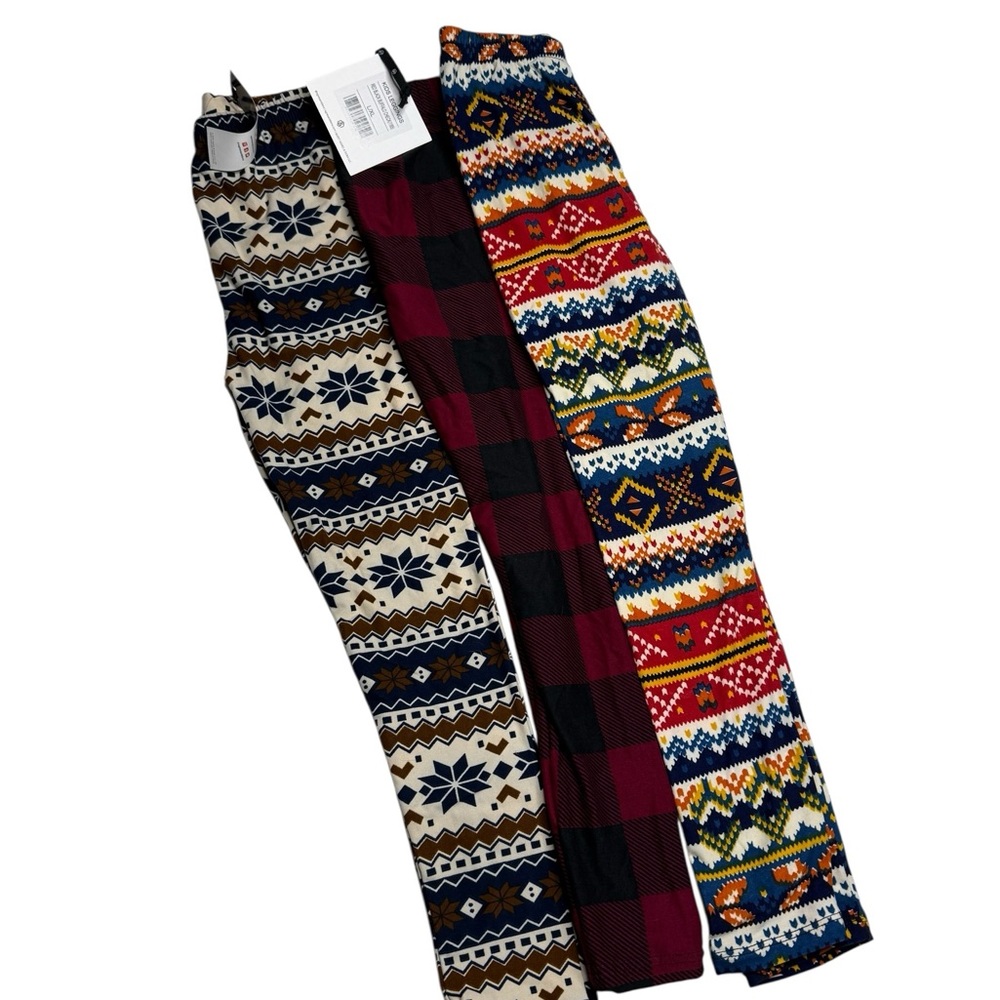 Agnes & Dora Kids Leggings Set - Navy, Burgundy, Multicolor Patterns L/XL (7-10)